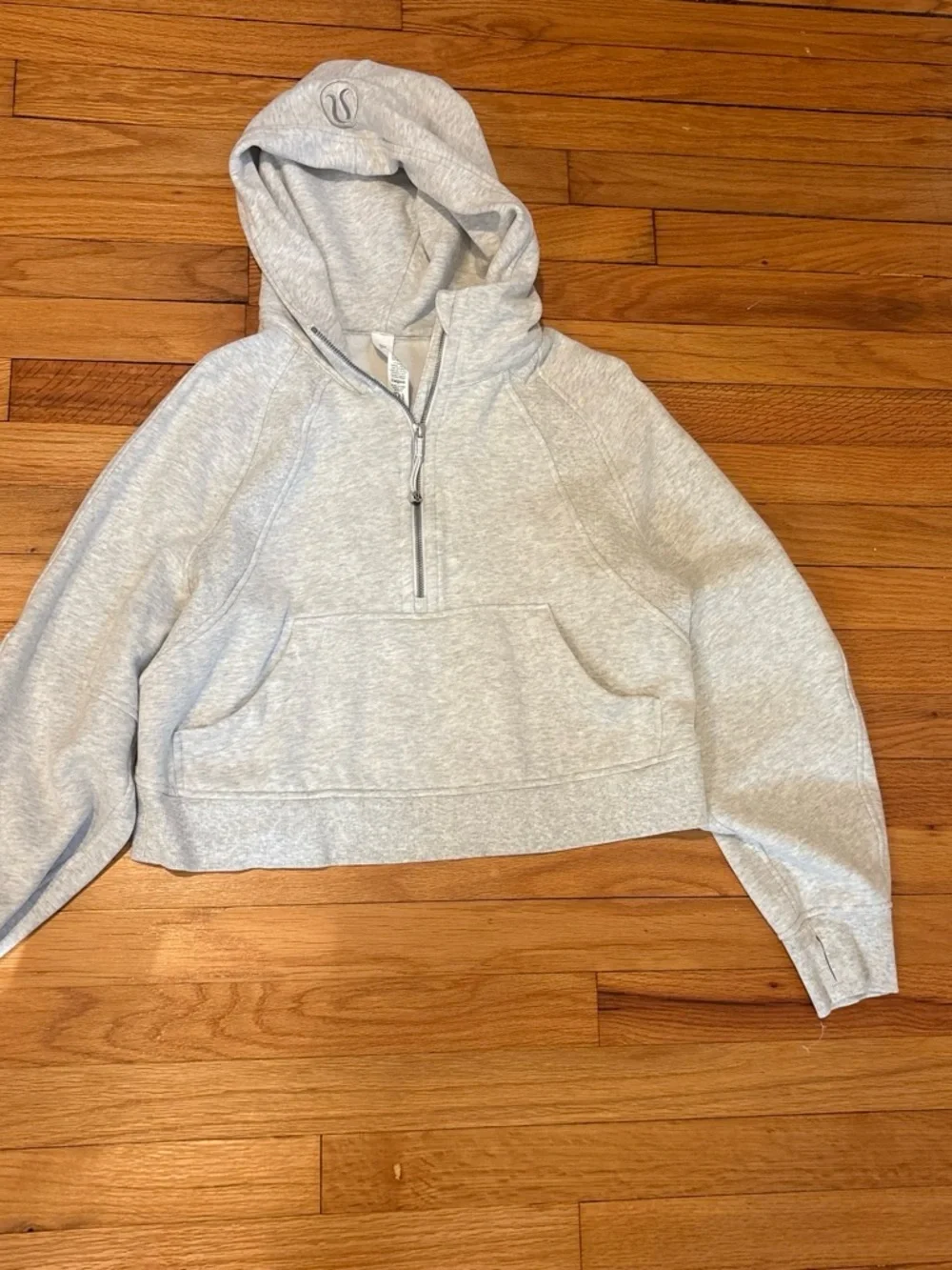 lululemon athletica Light Gray Cropped Half-Zip Hoodie Sweater